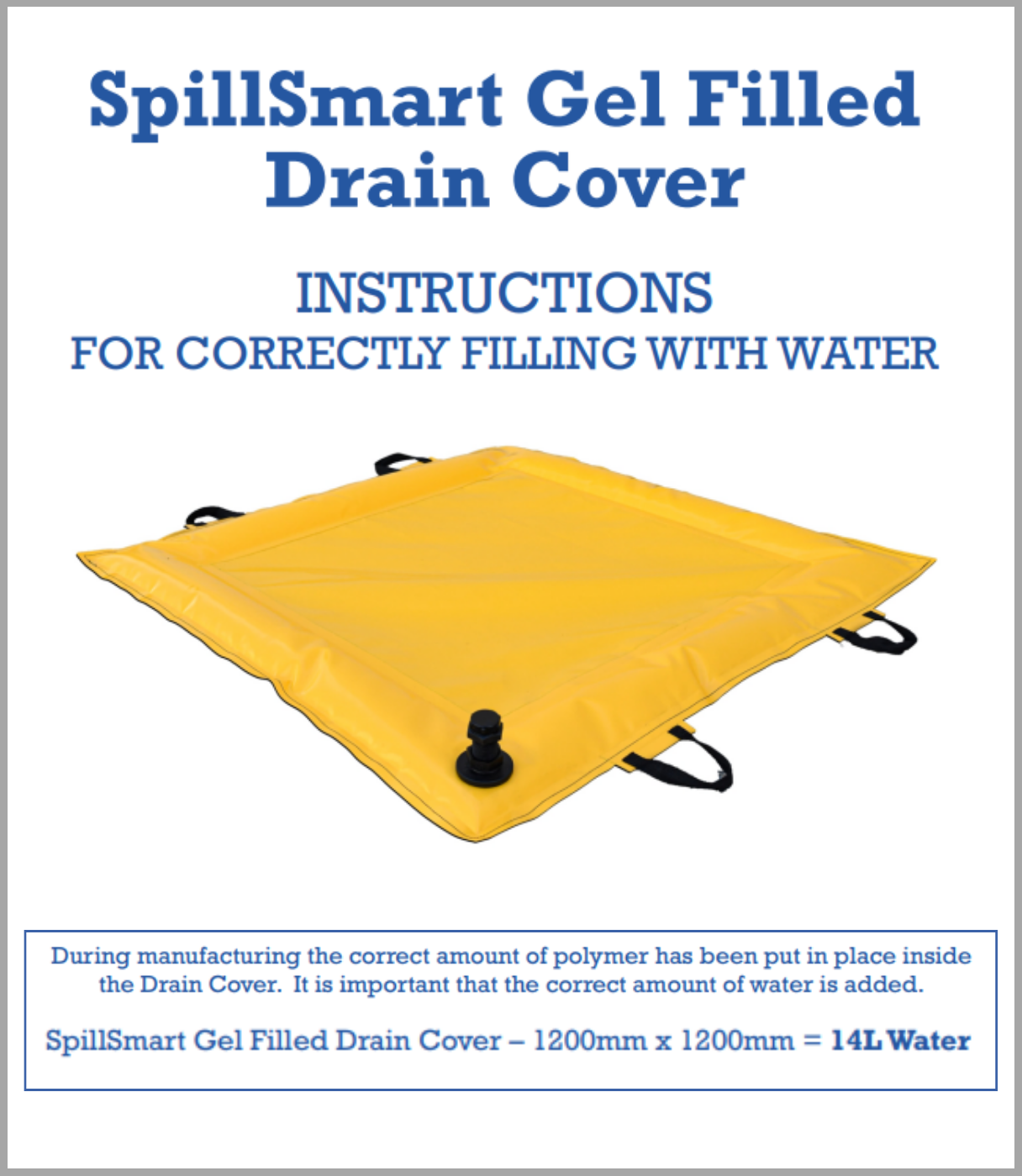 Gel Filled Drain Cover 1200mm x 1200mm