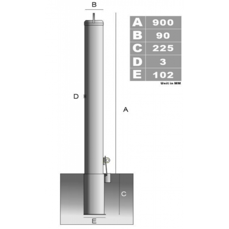 Removable Inground Bollard Stainless Steel 90mm (Sleeve Lock)